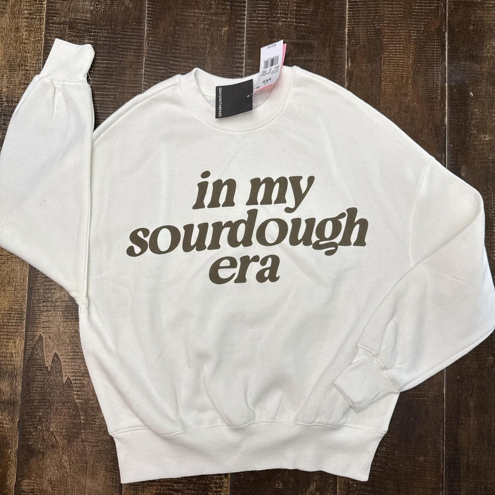 Grayson Threads "In my sourdough era" White Graphic Long Sleeve Sweatshirt